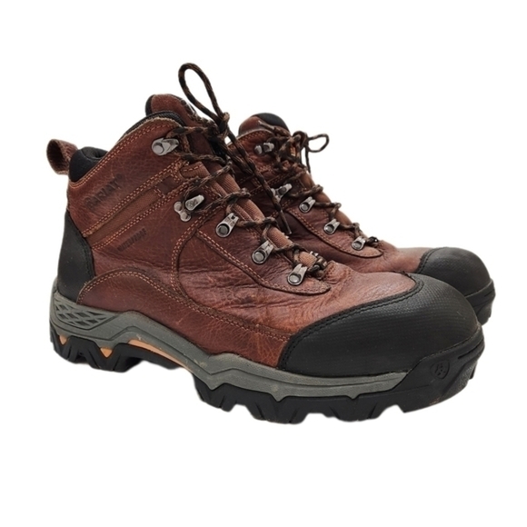 NEW Ariat Workhog Trek 5" H2o Xomp Toe Leather Brown Work Boots ,Men's 13 - Picture 2 of 9
